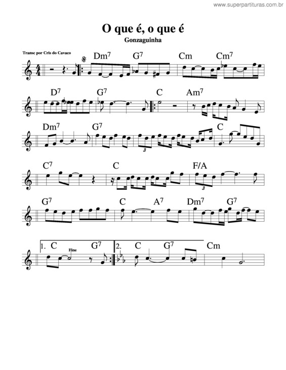 Partitura da música O Que É, O Que É v.3