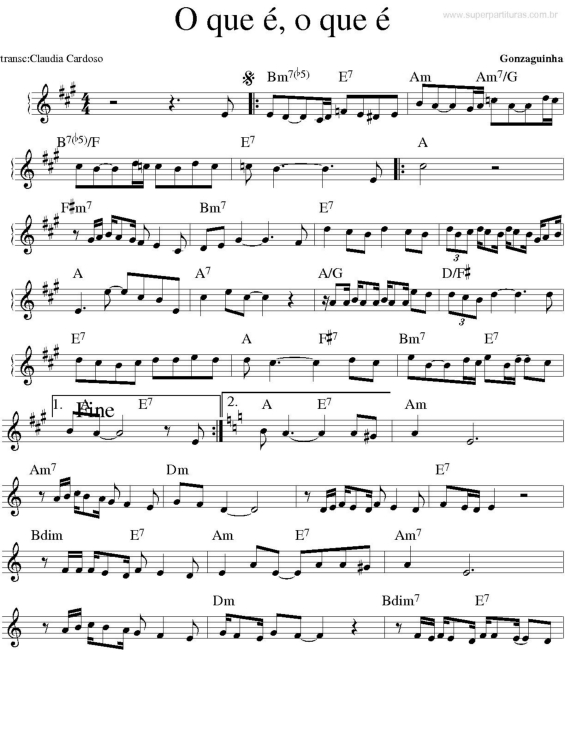 Partitura da música O Que É, O Que É