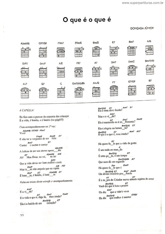 Partitura da música O Que É O Que É