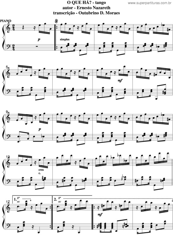 Partitura da música O Que Ha?