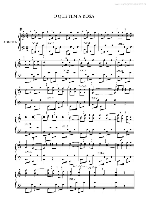 Partitura da música O que Tem a Rosa