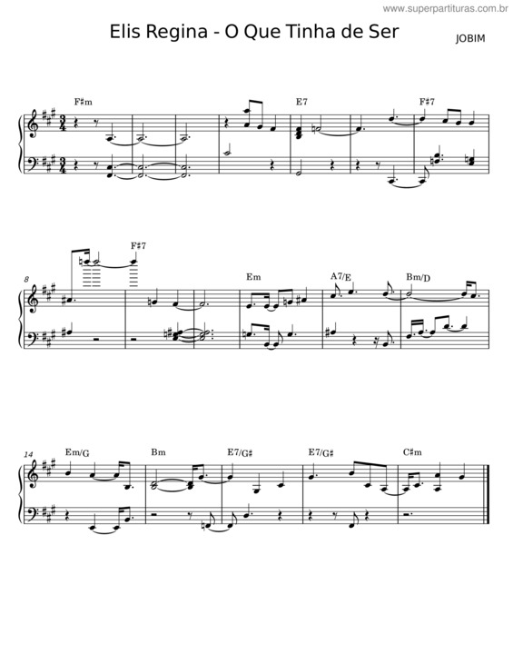 Partitura da música O Que Tinha De Ser – Jobim