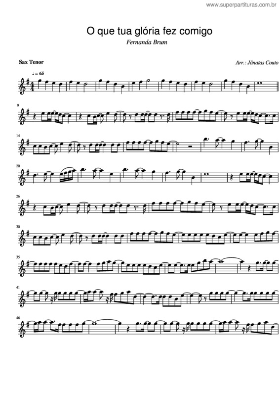 Partitura da música O Que Tua Glória Fez Comigo v.6