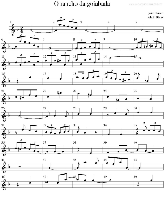 Partitura da música O Rancho da Goiabada