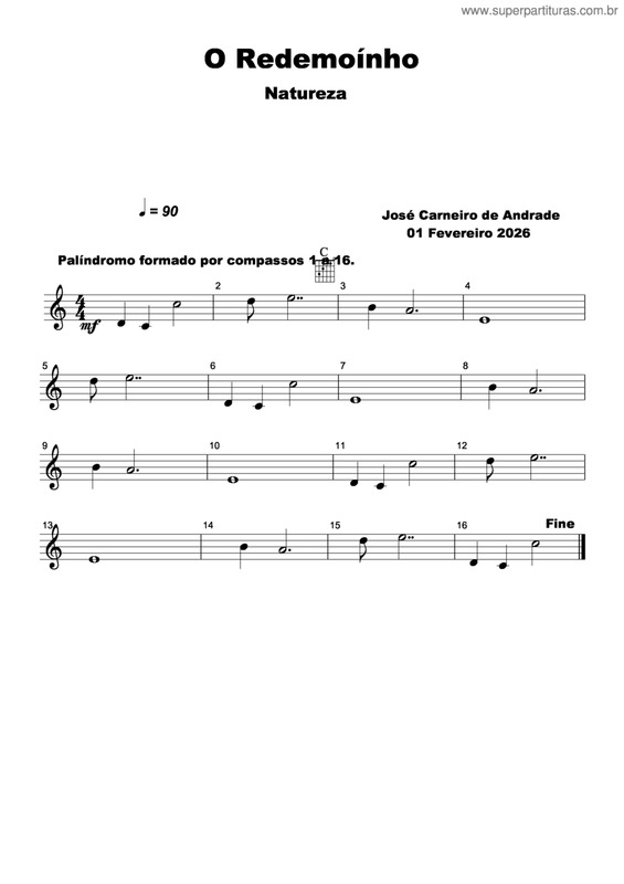 Partitura da música O Redemoínho