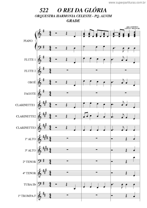 Partitura da música O Rei Da Glória - 522 HC