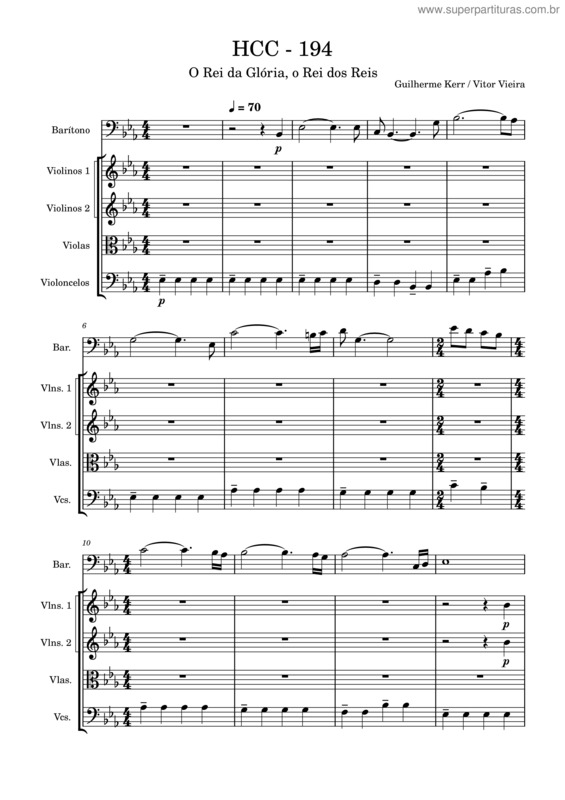 Partitura da música O Rei Da Glória – Coro E Cordas