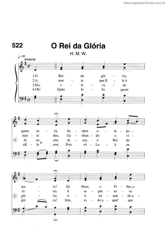 Partitura da música O Rei Da Glória v.2