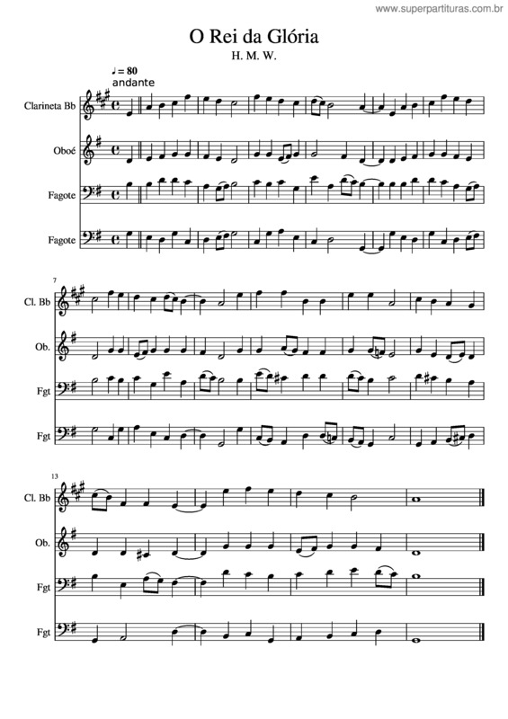 Partitura da música O Rei Da Glória v.4