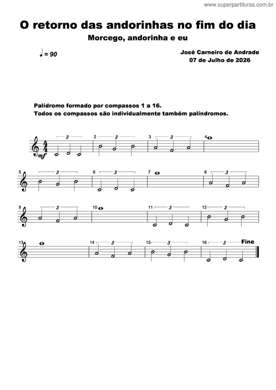 Partitura da música O Retorno Das Andorinhas No Fim Do Dia