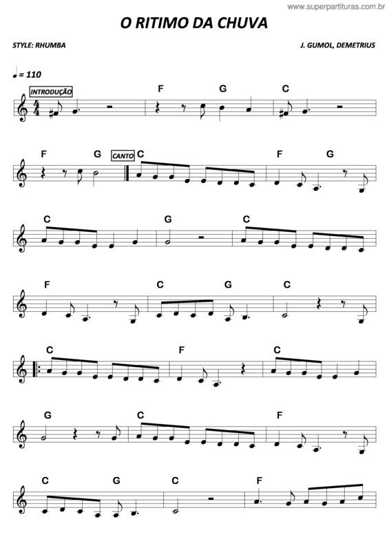 Partitura da música O Ritmo Da Chuva v.2