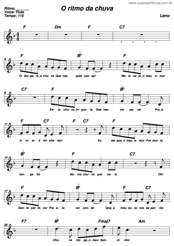 Partitura da música O Ritmo Da Chuva v.3