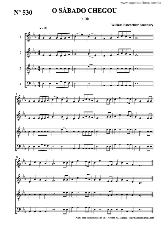 Partitura da música O Sábado Chegou v.2