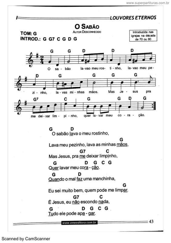 Partitura da música O Sabão