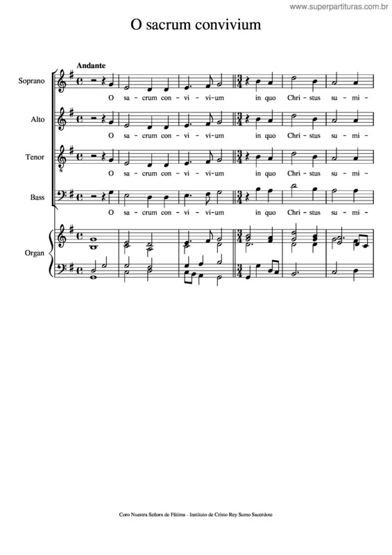 Partitura da música O Sacrum Convivium