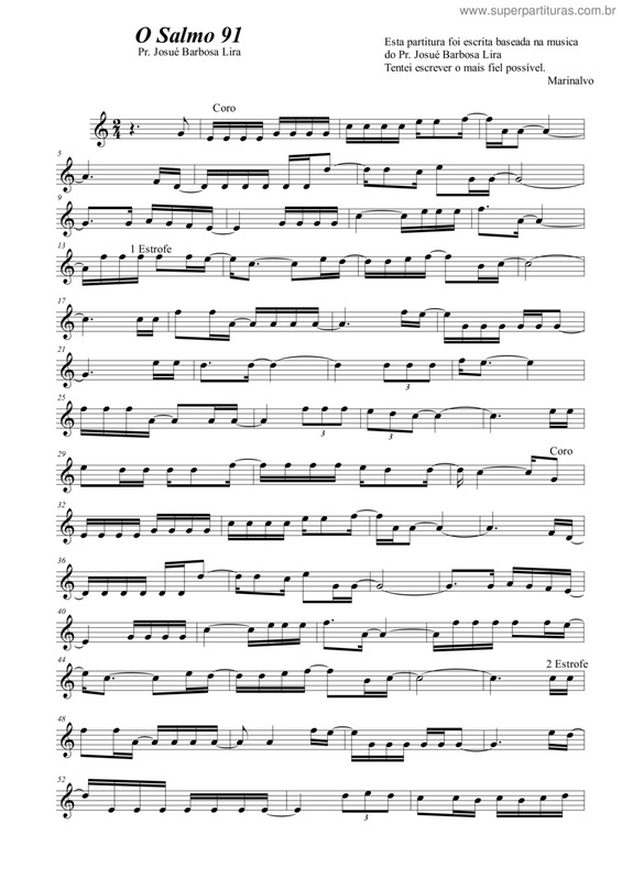 Partitura da música O Salmo 91