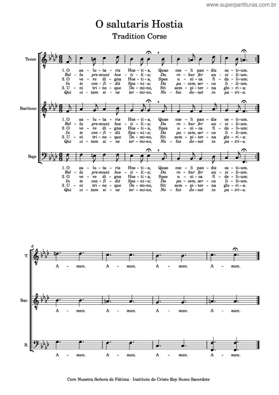 Partitura da música O Salutaris Hostia – Tradition Corse