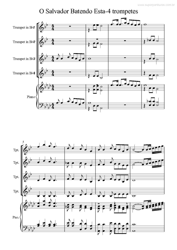 Partitura da música O Salvador Batendo Esta-4 Trompetes