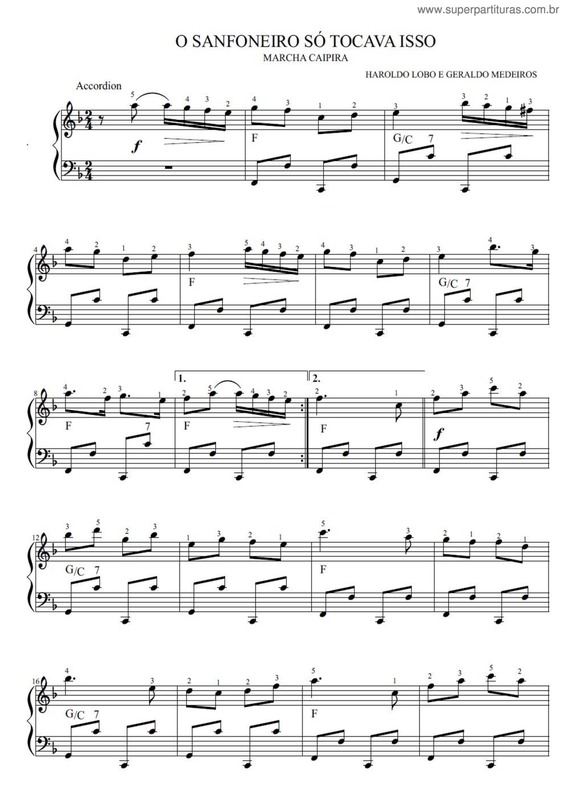 Partitura da música O Sanfoneiro Só Tocava Isso V.3