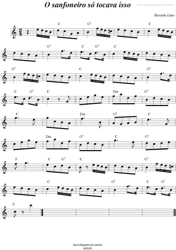 Partitura da música O Sanfoneiro Só Tocava Isso