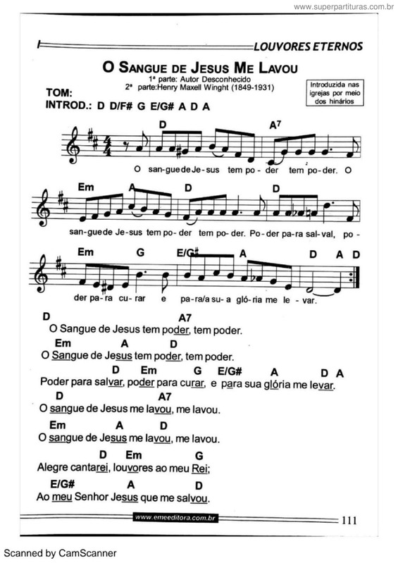 Partitura da música O Sangue De Jesus Me Lavou