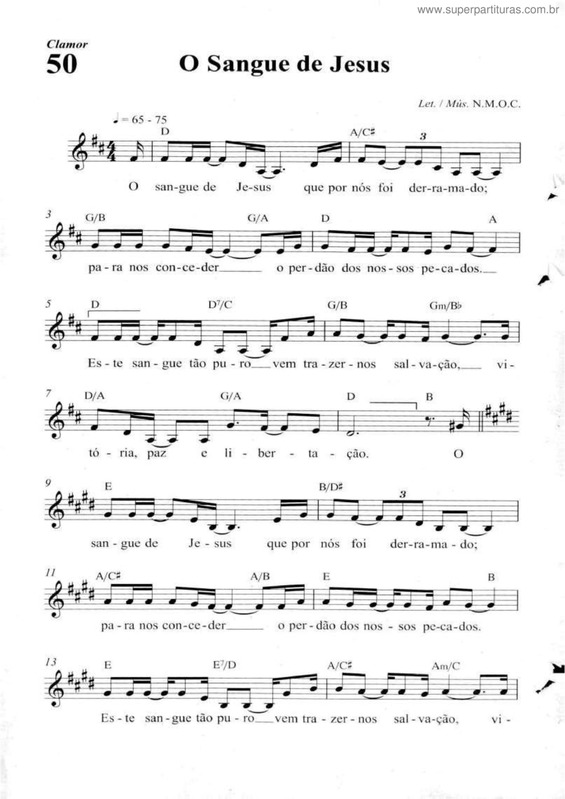 Partitura da música O Sangue De Jesus