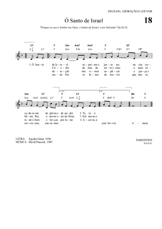 Partitura da música Ó Santo De Israel