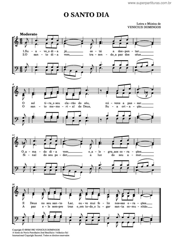 Partitura da música O Santo Dia