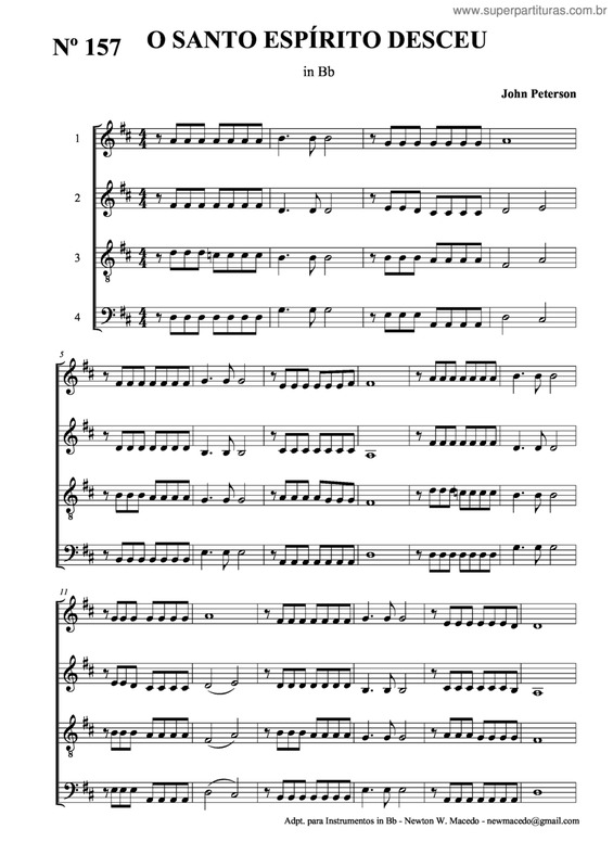 Partitura da música O Santo Espírito Desceu v.2