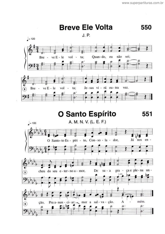 Partitura da música O Santo Espírito