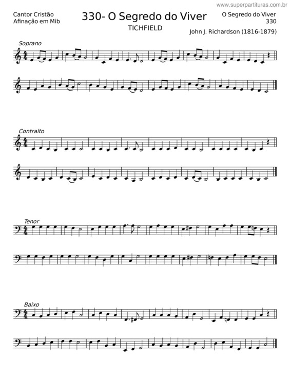 Partitura da música O Segredo Do Viver – John J Richardson v.2