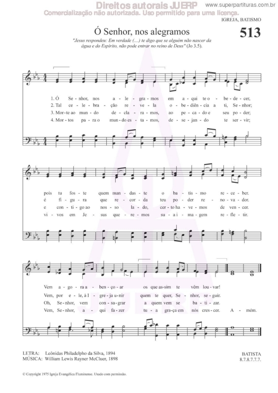 Partitura da música Ó Senhor, Nos Alegramos - 513 HCC v.2
