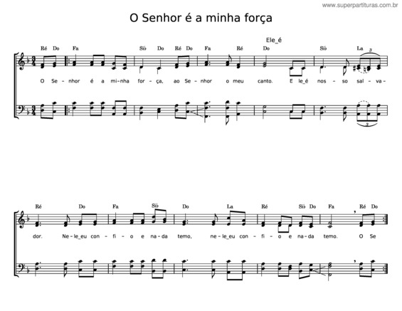 Partitura da música O Senhor É A Minha Força