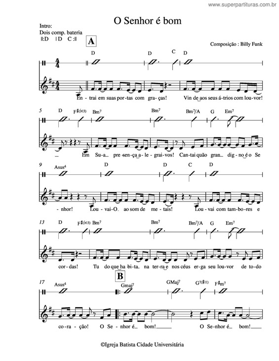 Partitura da música O Senhor É Bom v.2