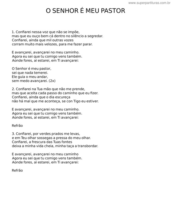 Partitura da música O Senhor É Meu Pastor v.5