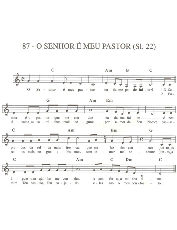 Partitura da música O Senhor é Meu Pastor