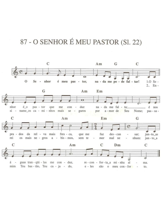 Partitura O Senhor Meu Pastor É