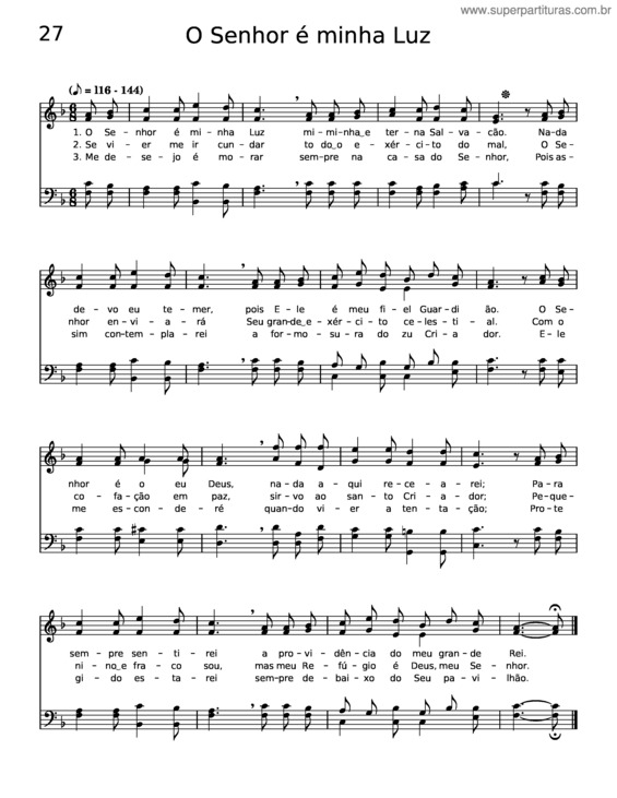 Partitura da música O Senhor É Minha Luz, Op.34 – Rui Pedro Pinheiro