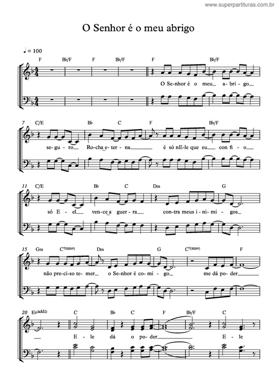 Partitura da música O Senhor É O Meu Abrigo