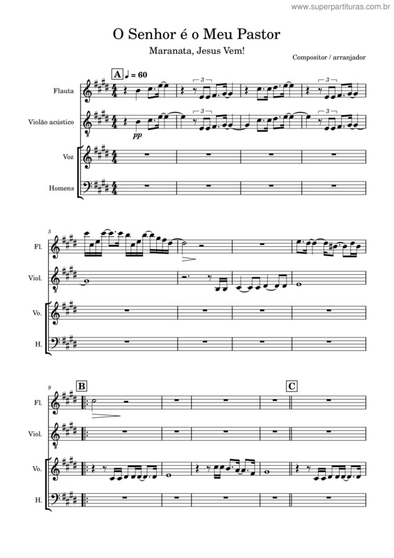 Partitura da música O Senhor É O Meu Pastor v.8