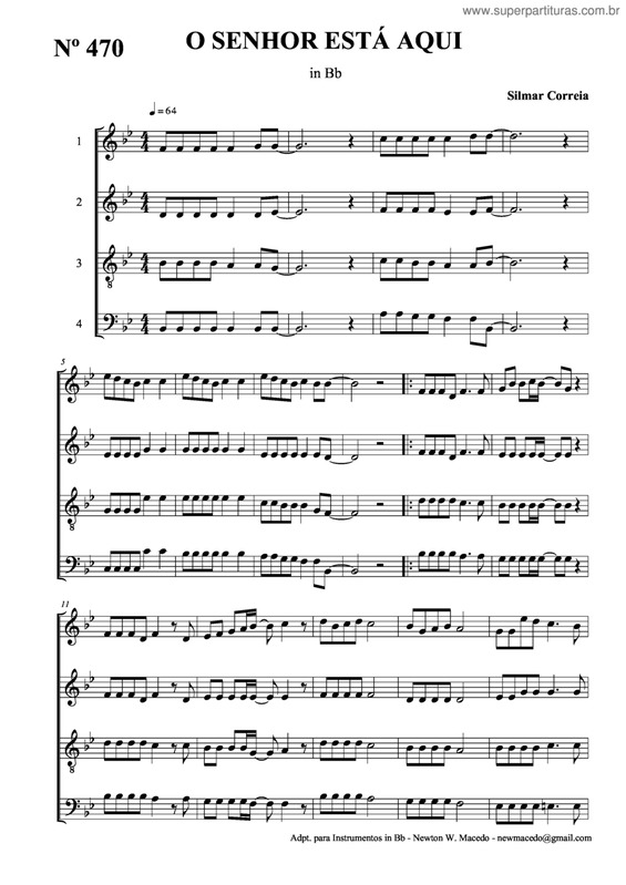 Partitura da música O Senhor Está Aqui v.3