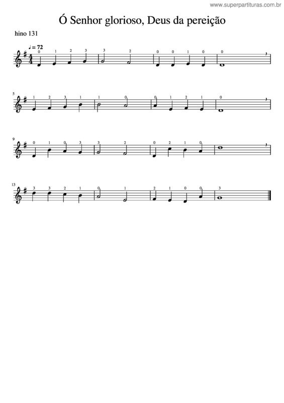 Partitura da música Ó Senhor Glorioso, Deus Da Pereição