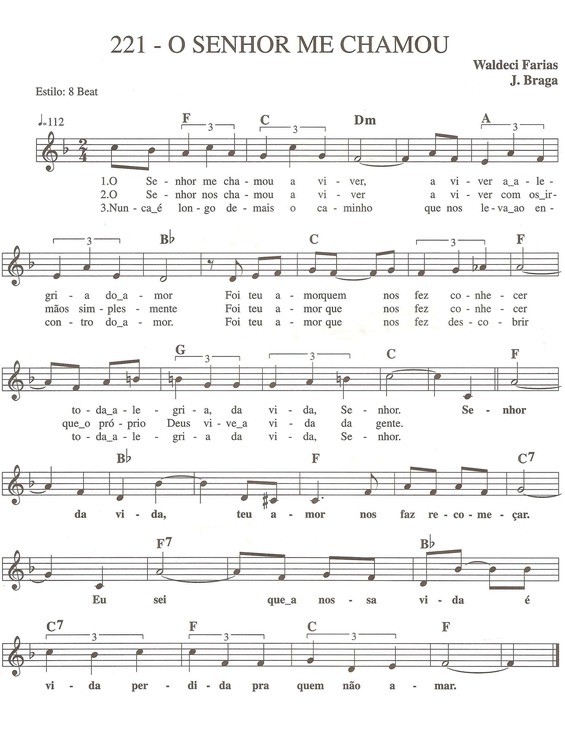Partitura da música O Senhor Me Chamou