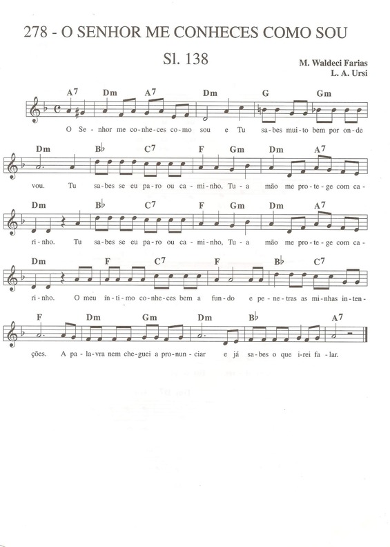 Partitura da música O Senhor Me Conheces Como Sou