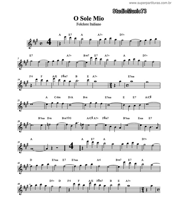 Partitura da música O Sole Mio v.3