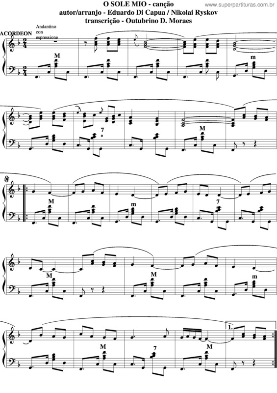 Partitura da música O Sole Mio v.4