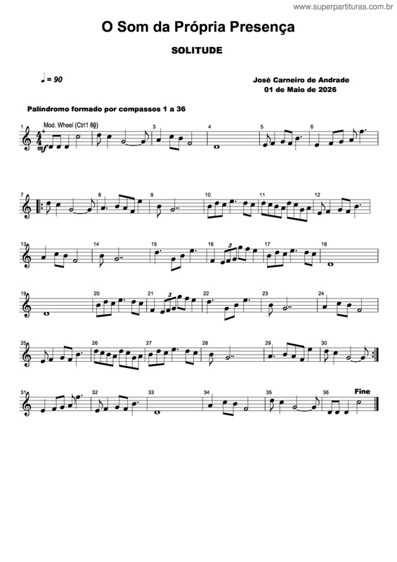 Partitura da música O Som Da Própria Presença