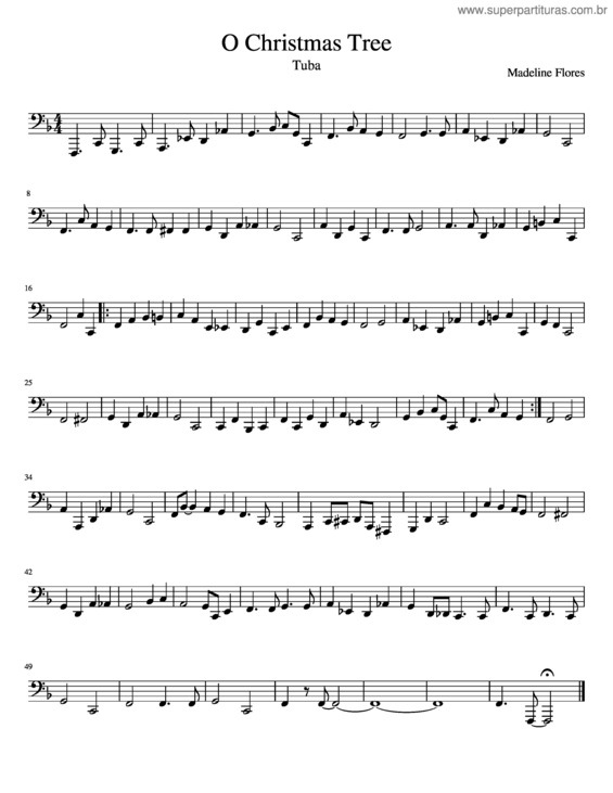Partitura da música O Tannenbaum Tuba