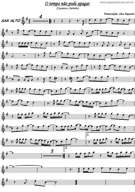 Partitura da música O Tempo Não Pode Apagar v.2