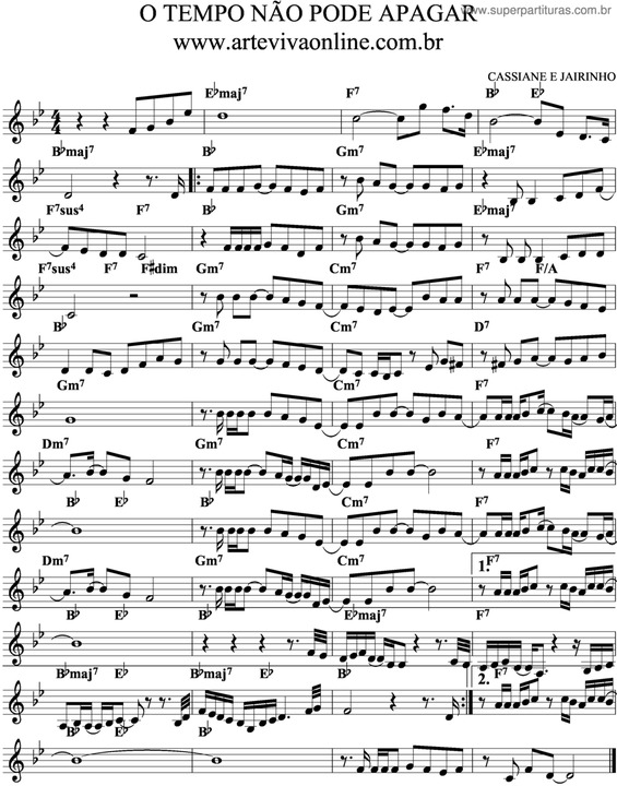 Partitura da música O Tempo Não Pode Apagar v.3